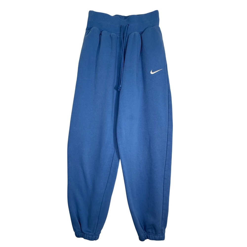 Nike Women Blue High Waisted Fleece Joggers Sweatpants XS